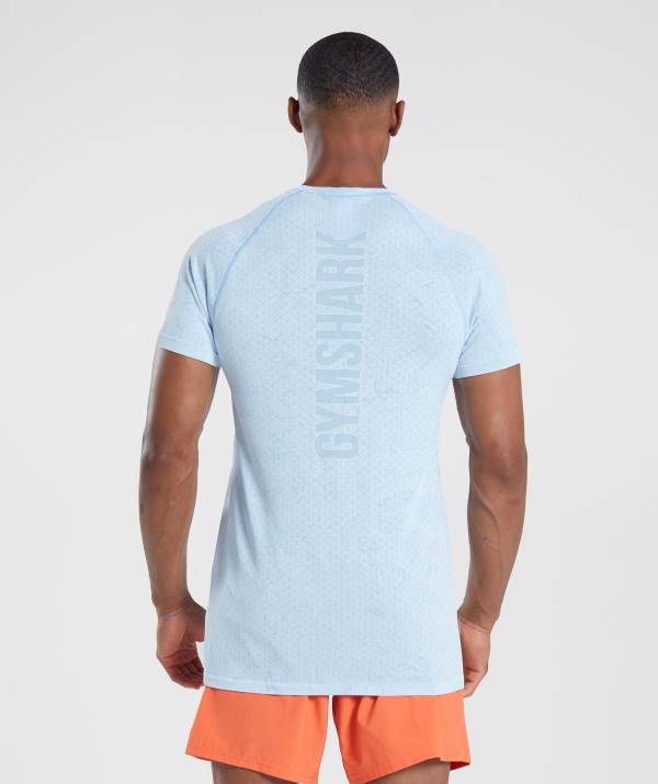 Panske Tricka Gymshark Geo Seamless Biele Siva / Modre | JR8536429
